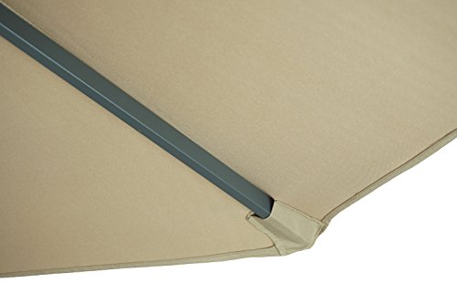 Sun-Ray 811044 10' Round Cantilever 8-Rib Offset Solar Patio Umbrella 24 LED Lights, Crank with Adjustable Tilt, Cross Base, Aluminum Frame, 10 ft, Taupe/Beige - Thumbnail 4