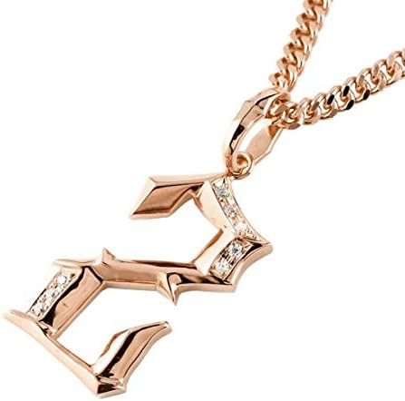 メンズ 無料サンプルok 大きい 数字 ナンバー 2 ラッキーナンバー ネックレスチェーン無し 18金 ダイヤモンド ピンクゴールド ペンダントトップ