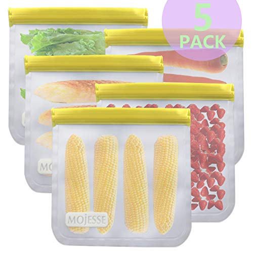 Reusable Gallon Storage Bags,5 Packs Leak Proof Freezer Bags,Eco