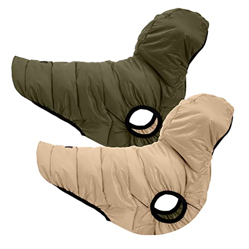 Pawtitas Reversible Dog Coat Windproof A Cold Weather Dog Puffer Vest - Green/Beige Zip Up Dog Jackect For Small Dogs | Dog Vest winter Coat To Keep Your Puppy Warm For Cold Weather