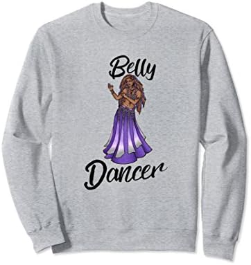 Unisex Belly dancer sweatshirt Purple black bellydance art design XL: Heather Grey
