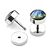 PiercingJ ❤Valentines Gifts 12pcs 16G Stainless Steel Stud Barbell Earrings Fake Cheater Illusion Plug Gauge 0G Look
