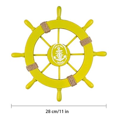 MDLUU Wooden Ship Wheel 11 Inches, Ship Rudder Decor, Helm Wheel Wall Hanging Ornament for Mediterranean Nautical… 41PbtpSpSOL