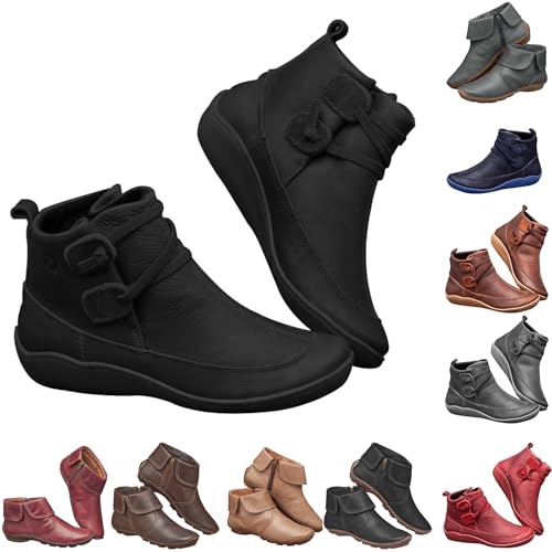 Platform Boots Ankle Boots for Women UK Wide Fit Wedge Shoes Waterproof Walking Shoes Comfortable Lace up Short Booties Classic Arch Support Winter for Women UK Waterproof