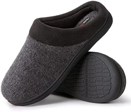 homeideas men's woolen fabric memory foam house slippers