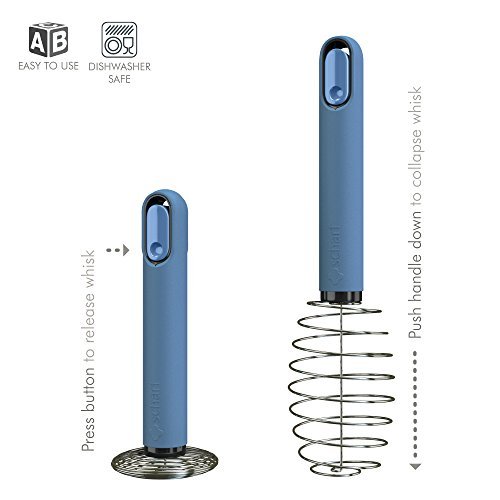 ScharfPro Collapsible Balloon Whisk – Stainless Steel With Non-Slip Grip - Perfect For Home, Travel, Camping, Etc. (Violet Blue)