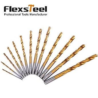 Generic 13PCS HSS High Speed Steel Titanium Sliver Plated Manual Hand Twist Drill Bits Set 1/4 Hex Shank 1.5-6.5mm