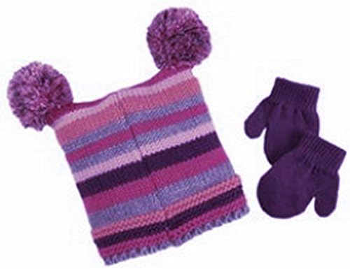 Infant / Toddler Girl Striped Hat and Magic Mitten Set