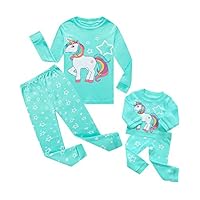 Babyroom Girls Matching Doll&Toddler 4 Piece Cotton Pajamas Kids Clothes Sleepwear Size 4