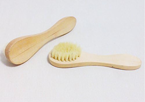Set of 2 Wood Facial Complexion Cleansing Brush/ Made From 100% Natural Bristles/ Facial Brush for Cleansing &amp; Exfoliating/Clean, Smooth Skin / Prevents Skin Aging &amp; Acne