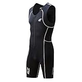 Spotti Men's Triathlon Tri Suit, Sleeveless Quick Dry Skinsuit - Triathlon Race Suit with Extended Zippers and Pockets, Breathable & Durable
