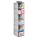 mDesign Long Soft Fabric Over Closet Rod Hanging Storage Organizer with 6 Shelves for Child/Kids Room or Nursery - Textured Print - Gray