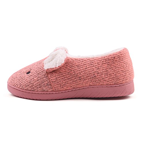 Neeseelily Women Comfort Plush Cozy Home Slippers Animal Non Slip Indoor Shoes (6.5-7B(M) US, Pink)