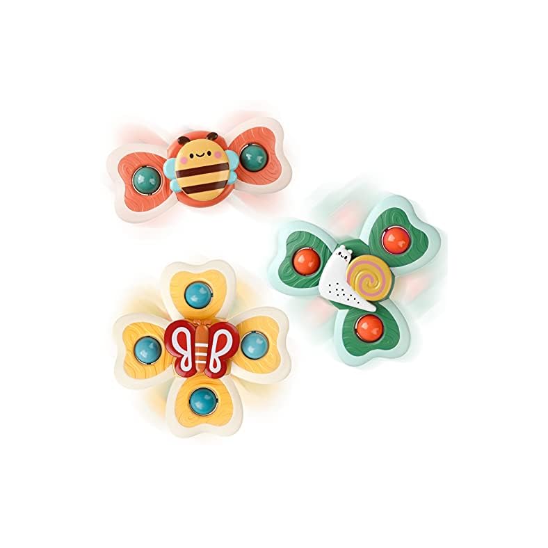 Outgeek Suction Cup Spinner Toys: 3PCS Kids Spinning Top Toys Baby Dimple Toy Sensory Toys Fidget Spinners Suction Cup…