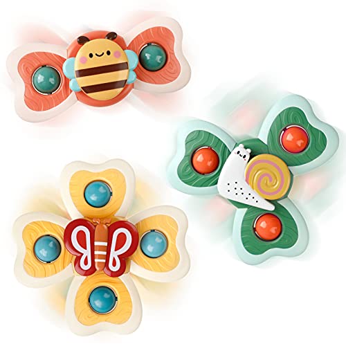 Outgeek Suction Cup Spinner Toys: 3PCS Kids Spinning Top Toys Baby Dimple Toy Sensory Toys Fidget Spinners Suction Cup…