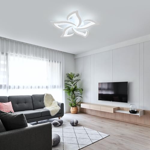 Comely 60W 6750LM Modern White LED Ceiling Light 6750LM Elegant Acrylic Petal Design Ideal for Living Room, Bedroom, Dining Room or Bathroom 6500K Cool White 600K