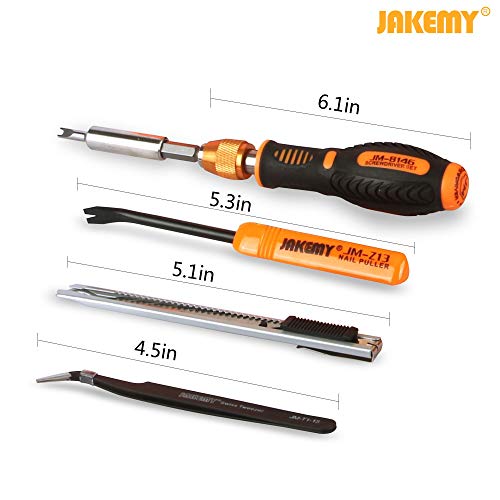 Jakemy 1/4-Inch Dual Drive Ratcheting Screwdriver Set (Wrench) , Magnetic Driver Kit, Professional Repair Tool Kit for iPhone, iPad, Cell Phone, Tablet, PC, Laptop, MacBook, Electronics Disassembly
