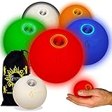 5x Pro LED Glow Juggling Balls - Ultra-Bright - MIX COLORS- Battery Powered Glow LED Juggling Ball Set of 5 with Drawstring Travel Bag!