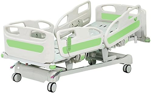 Premium Full 5 Function Hospital Bed, LINAK Control System and pad, 5" Aluminum casters with Bearing, 2 pcs Separate Central Locking, Full Assembled Bed, Back/Knee/Whole/Trendelenburg & Reverse