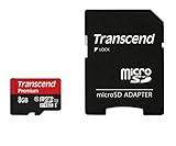 Transcend 8 GB microSDHC Class 10 Uhs-1 Memory Card with Adapter (TS8GUSDU1)