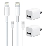 Tecare Charging Set USB Data Sync Cables and Wall Charger for Iphone 5 5c 5s 6 6s plus SE 7 IOS 10(White)
