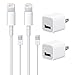 Charger Iphone 5 5c 5s 6 6s plus SE 7 Charging Set USB Data Sync Cables and Wall Charger, White