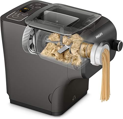 Philips HR2382/15 Machine à pâtes automatique, balance intégrée, 8 disques de forme, Gris - Livre de recettes uniquement disponible en Anglais, Allemand et Italien - Cuisine A Vivre Philips HR2382/15 Machine à pâtes automatique, balance intégrée, 8 disques de forme, Gris - Livre de recettes uniquement disponible en Anglais, Allemand et Italien
