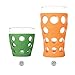 Lifefactory 20-Ounce Indoor/Outdoor Protective Silicone Sleeve Beverage Glass, 4-Pack, Orange, Grass Green, Cobalt, Huckleberry,LF340400C4