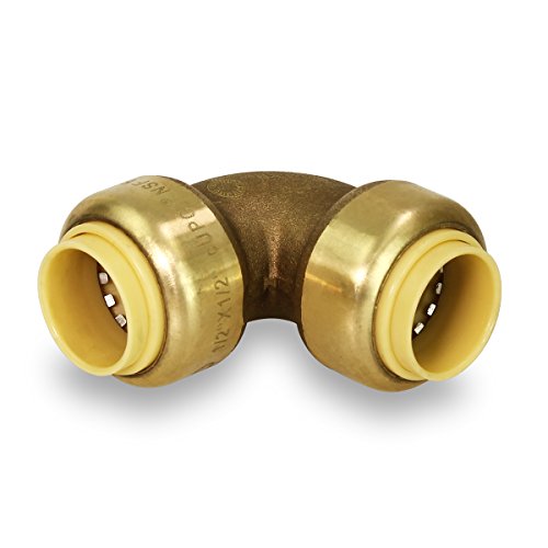 Pushlock UPE9034 90 Degree Elbow Pipe Fittings Push to Connect Pex Copper, CPVC, 3/4 Inch, Brass - Thumbnail 2