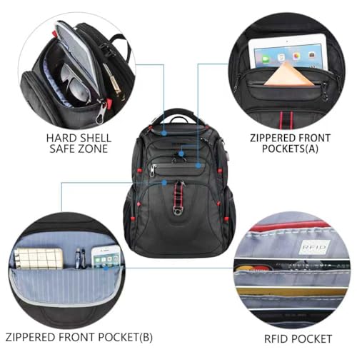 KROSER Travel Laptop Backpack Heavy Duty Computer Backpack with Hard Shell Saferoom RFID Pockets Water-Repellent Business College Daypack Stylish School Laptop Bag for Men/Women