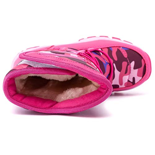 BODATU Boys Girls Snow Boots Outdoor Waterproof Winter Kids Shoes Toddler 7, Pink - Thumbnail 4