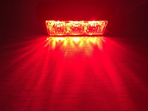 TASWK 3-LED Bulb Flashing Strobe Lights for Trucks Cars Vehicle Waterproof Emergency Grill Lights (Red) - Thumbnail 5