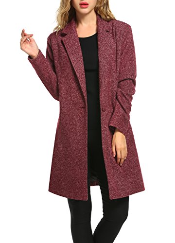 Zeagoo Women Long Trench Coat Single Breasted Wool Jacket Cardigan