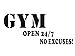 Easma Gym Wall Decal Gym Open 24/7 NO Excuses Wall Quote Inspirational Attitude Vinyl Wall Decals for Fits Home Gym,Living Room Office -7.5inX35in