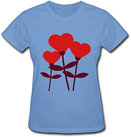Jiaxiangwl Heartflowers 2c Women's Short Sleeve Comfartable T ShirtSize M Color Sky