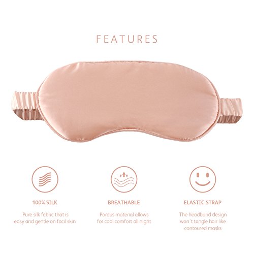 Jenleestar Natural Silk Sleep Eye Mask - 100% of the Blindfolded Sleep Mask, Soft Eye Cover Eyeshade for Night Sleeping, Travel, Nap - Best Night Blinder Eyeshade for Men Women (pink)