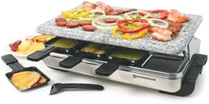Swissmar Stelvio 8 Person Stainless Steel Raclette with Granite Stone Top