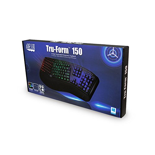 Adesso Tru-Form 150 3-Color Illuminated Ergonomic Keyboard (AKB-150EB)