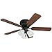 Prominence Home Whitley, 42 Inch Traditional Flush Mount Indoor LED Ceiling Fan with Light, Pull Chain, 5 Dual Finish Blades, Reversible Motor - 50864-01 (Bronze)