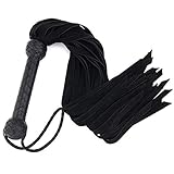 Black Suede Heavy Flogger, Well Balanced Handle for BDSM Enthusiasts. 28 Inch Flogger Has 40 Wide Falls for the Best Flogger Results and Heavy Thud