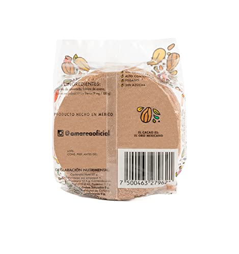 AMAREA® Obleas de Amaranto sabor Cacao | Snack Saludable Bajo en Calorías | Sin Azúcar Añadido | Gluten Free y Vegano | Alto en Proteína | 6 Paquetes de 50g