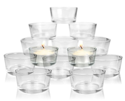 Glass Tea Light Candle Holders - Set of 24 Clear Glass Holders - Bridal Shower - Table Centerpieces - Candle Holders