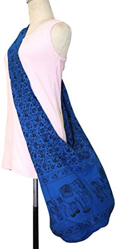 Hippie Elephant Sling Crossbody Bag Shoulder Bag Purse Thai Top Zip Handmade New Color Light Blue