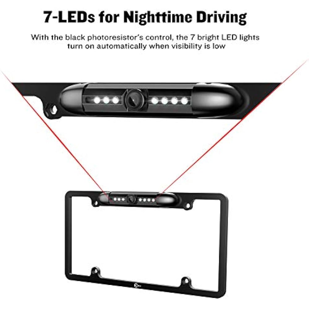 License Plate Backup Camera, Rear View 170 Degree Viewing Angle