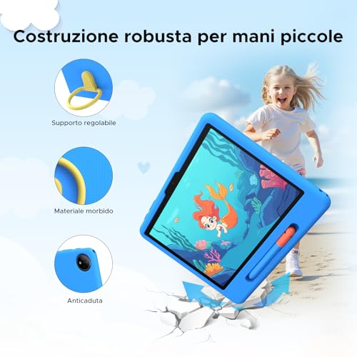 Easerush P10 Kid Tablet with Pen Silicone Case, Blue | 10 Inch Tablet with 32GB RAM+64GB ROM Tablet for Children, 90Hz Android Tablet 16 & Gemini AI, 7000mAhT310/5G WiFi/8MP+5MP