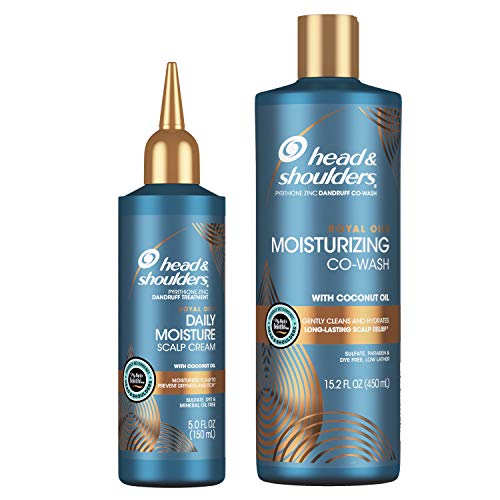 Head and Shoulders, CoWash and Scalp Cream Treatment Bundle, Royal Oils Anti Dandruff Collection with Coconut Oil, for Natural and Curly Hair, 15.2 oz and 5.0 oz