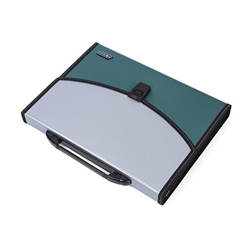 Expandable Portable Hand-Held Accordion File Document Folder File Organizer A4 and Letter Size 13 Pockets Green