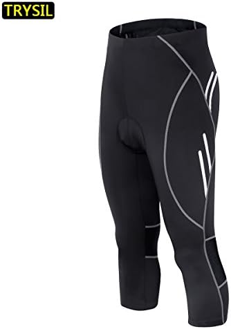 Bike Shorts for Men Cycling Shorts Capri 3D Gel Riding Pants Breathable Cushioned Padding Biking Tights Bicycle Cropped Trousers Reflective Strips Visible at Low Light