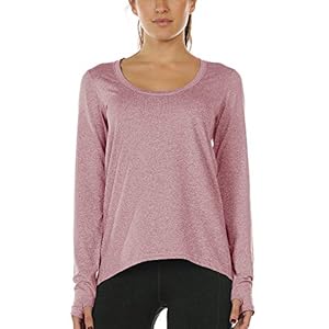 icyzone dames loopshirt lange mouwen sport shirt – ademend shirt fitness workout bovenstuk met duimgat