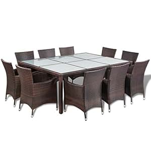 Festnight Conjunto de Comedor Exterior Poly Ratán para 10 Personas